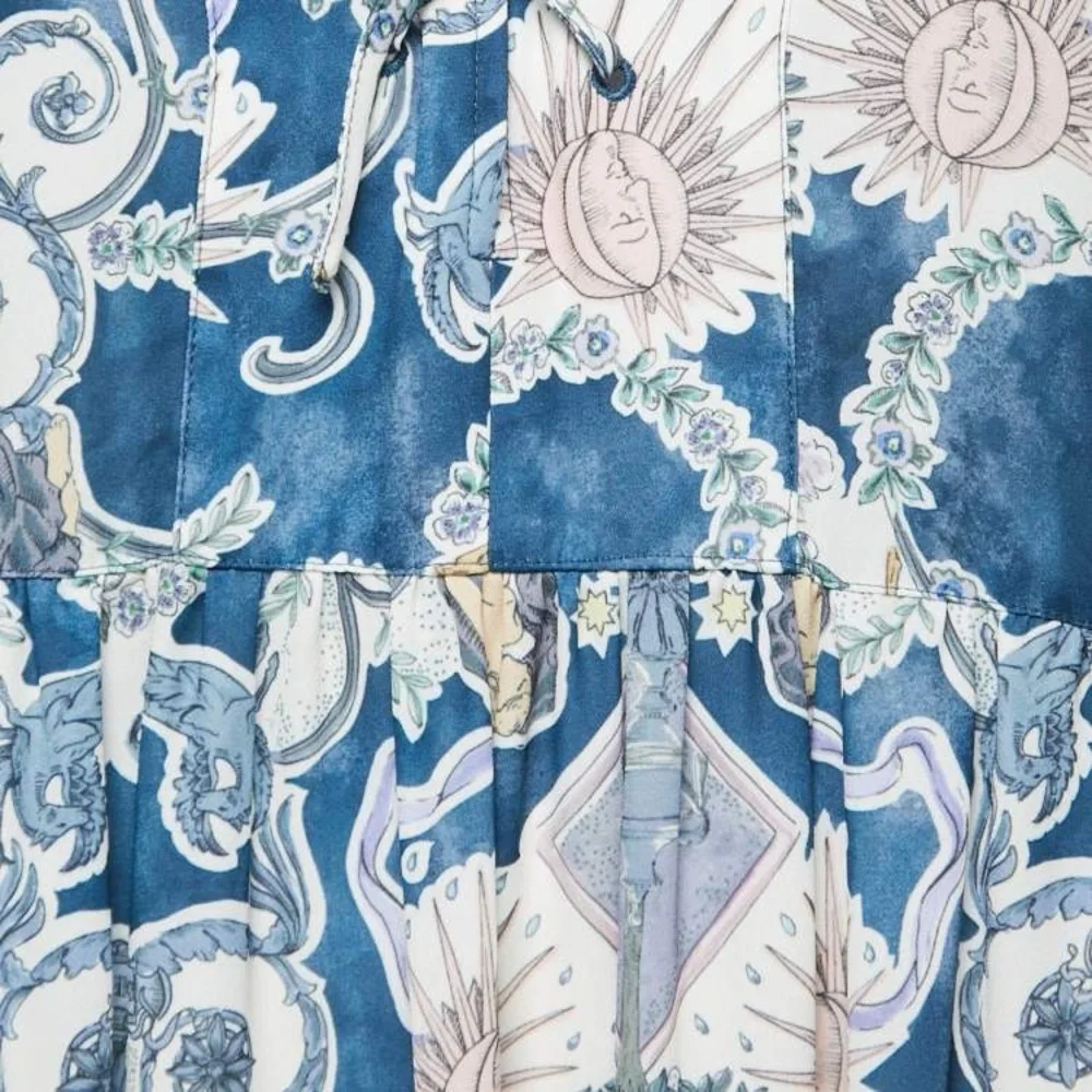 See by Chloé Blue Tarot Card Print Crepe Caftan Dress, Size FR 40 / US 8-10 - Picture 4 of 6